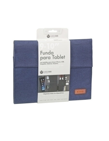 FUNDA TABLET CARCHIVO VENTURE 101  UNIVERSAL CON SOLAPA AZUL