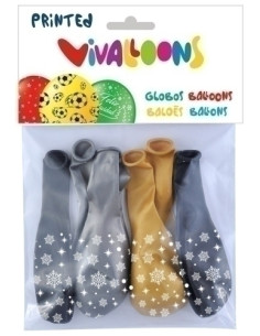 GLOBO VIVALLOONS COPOS 5 CARAS OROPLATA BOLSA DE 8