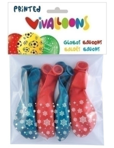 GLOBO VIVALLOONS COPOS 5 CARAS ROJOVERDE BOLSA DE 8