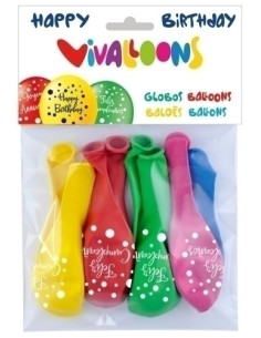 GLOBO VIVALLOONS FELIZ CUMPLEAÑOS BOLSA DE 8