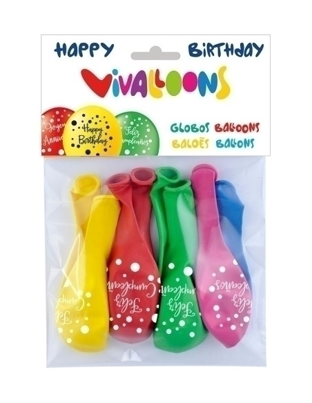 GLOBO VIVALLOONS FELIZ CUMPLEAÑOS BOLSA DE 8