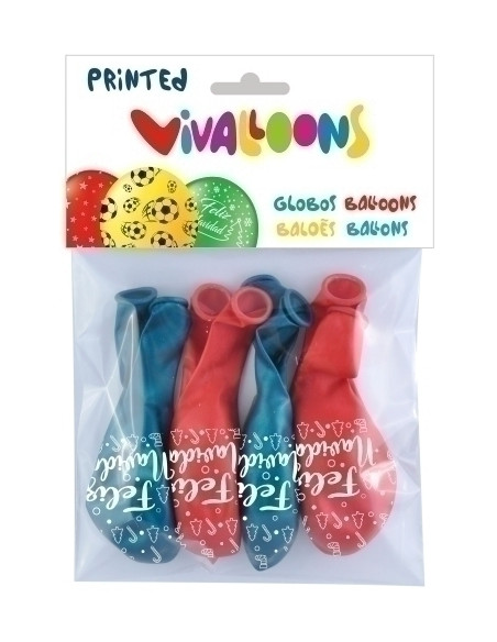 GLOBO VIVALLOONS FELIZ NAVIDAD 5 CARAS BOLSA DE 8