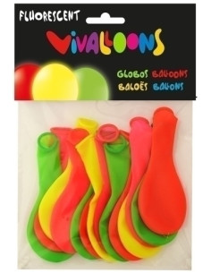 GLOBO VIVALLOONS FLUORESCENTE SURTIDOS BOLSA DE 15