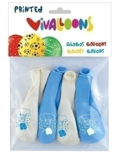 GLOBO VIVALLOONS OSITO AZULBLANCO BOLSA DE 8
