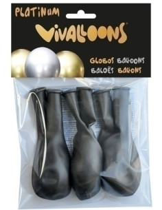GLOBO VIVALLOONS PLATINUM ANTRACITA BOLSA DE 6