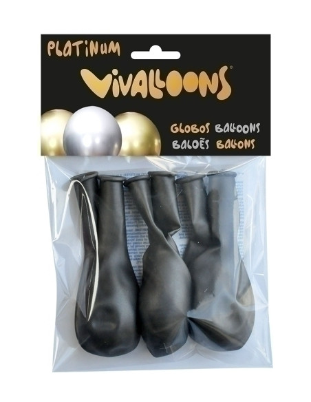 GLOBO VIVALLOONS PLATINUM ANTRACITA BOLSA DE 6