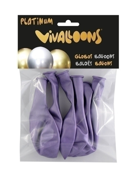 GLOBO VIVALLOONS PLATINUM LILA BOLSA DE 6