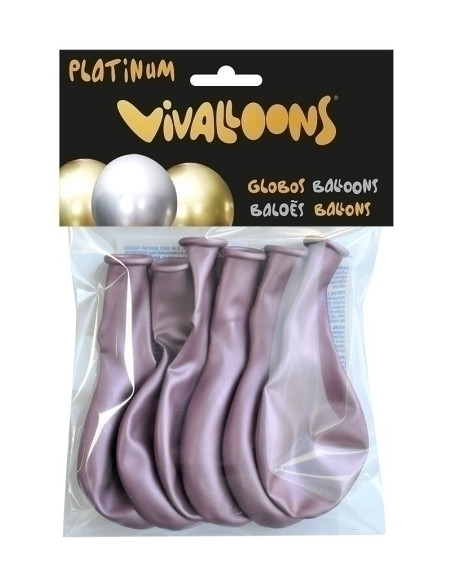 GLOBO VIVALLOONS PLATINUM ROSA BOLSA DE 6
