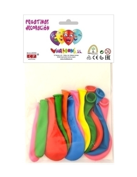 GLOBOS VIVALLOONS ESPECIAL DECORACION con PEGATINAS BOLSA DE 12