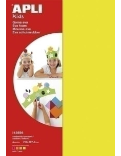 GOMA EVA  APLI HOJA 20x30 cm FLUOR 4 hojas ROSA AMARILLO VERDE Y NARANJA