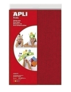 GOMA EVA  APLI HOJA 20x30 cm TOALLA 4 hojas ROJO AMARILLO VERDE Y AZUL