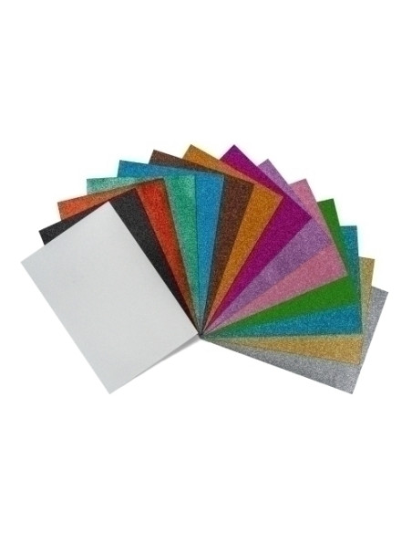 GOMA EVA  FAIBO PURPURINA HOJA 20x30 FUCSIA