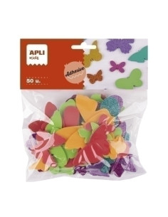 GOMA EVA APLI FORMAS MARIPOSAS BOLSA de 50 6 FORMAS SURTIDAS DE 3-6cm