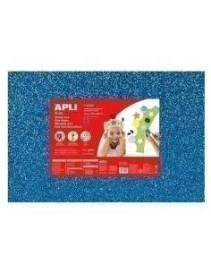 GOMA EVA APLI HOJA 40x60 cm PURPURINA AZUL PAQUETE de 3