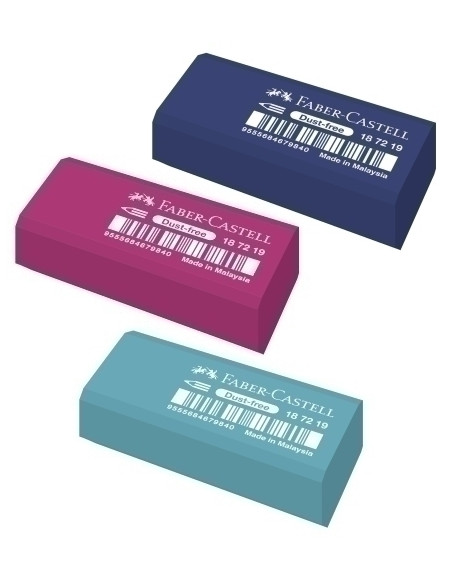 GOMA de BORRAR FABER-CASTELL DUST-FREE CAJA de 30 surtidas 3 colores pastel