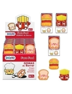 GOMA de BORRAR FAST FOOD SURTIDO EXPOSITOR DE 24 3 mod