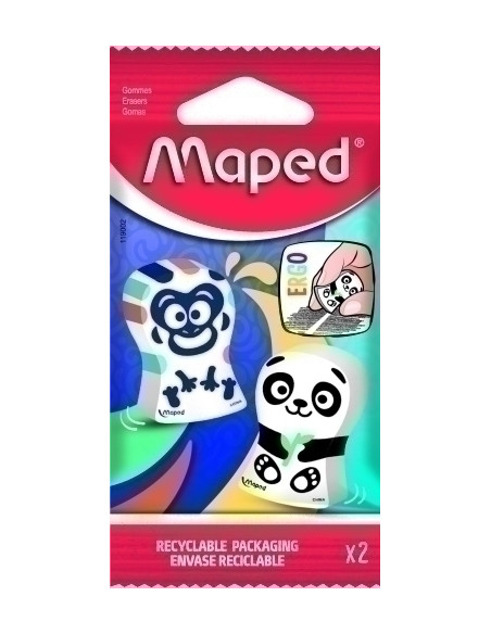 GOMA de BORRAR MAPED ERGO FUN SURTIDO BLISTER de 2