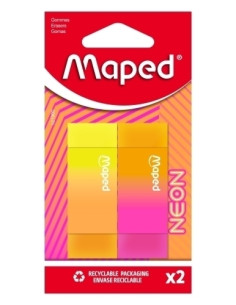 GOMA de BORRAR MAPED NEON BLISTER de 2