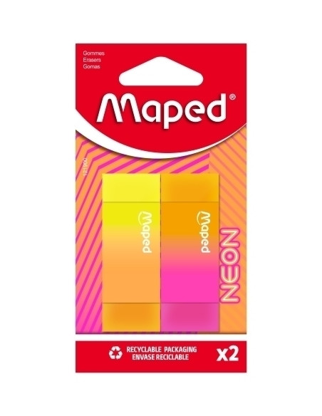 GOMA de BORRAR MAPED NEON BLISTER de 2
