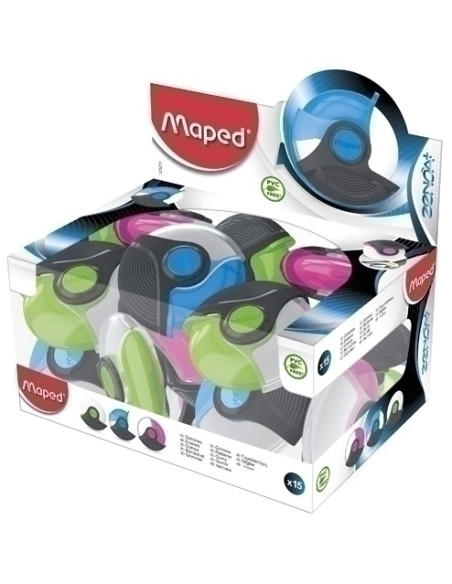 GOMA de BORRAR MAPED ZENOA PLUS con PROTECTOR ROTATIVO EXPOSITOR de 15