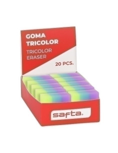 GOMA de BORRAR SAFTA PVC TRICOLOR EXPOSITOR de 20