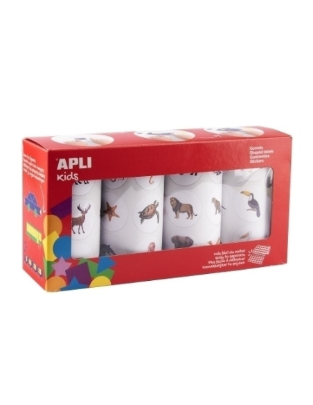 GOMETS APLI  ROLLO 30h FAMILIAS DE ANIMALES 33mm PACK 4 rollos 1400 uds 20054