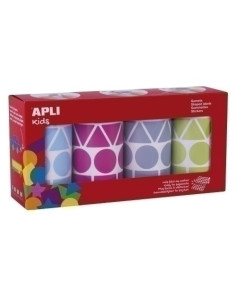 GOMETS APLI  ROLLO 59h FIGURAS GEOMETRICAS SURTIDAS 27 mm PACK 4 rollos AZ-FUC-GRIS-VD 5428 uds 19190