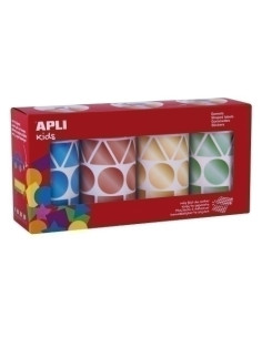 GOMETS APLI  ROLLO 59h FIGURAS GEOMETRICAS SURTIDAS 27 mm PACK 4 rollos AZ-RJ-ORO-VD 4324 uds 19191