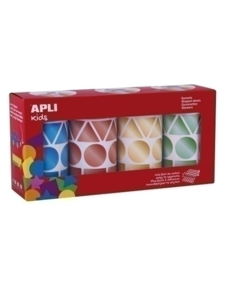 GOMETS APLI  ROLLO 59h FIGURAS GEOMETRICAS SURTIDAS 27 mm PACK 4 rollos AZ-RJ-ORO-VD 4324 uds 19191