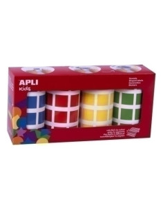 GOMETS APLI ROLLO CUADRADO 20 mm 7080 Uds SURTIDO PACK de 4 rollos azul rojo amarillo y verde 18326