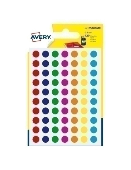 GOMETS AVERY  BOLSA 6h REDONDOS Ø 8 mm col SURTIDOS 420 uds