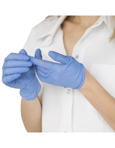 GUANTE DESECHABLE NITRILO DE EXAMEN AZUL SIN POLVO TALLA M-8 CAJA de 100