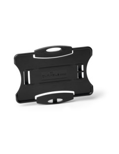 IDENTIFICADOR DURABLE ECO RIGIDO PARA 1 TARJETA DE IDENTIFICACION O PASE DE SEGURIDAD NEGRO PAQUETE de 10