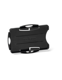 IDENTIFICADOR DURABLE ECO RIGIDO PARA 2 TARJETAS DE IDENTIFICACION O PASE DE SEGURIDAD NEGRO PAQUETE de 10