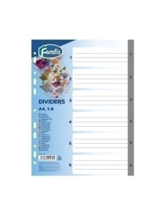 INDICE FOROFIS PP NUMERICO A4 pestañas 1-6 11 taladros GRIS con INDBN