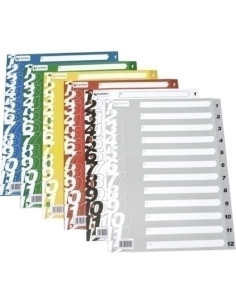 INDICE GRAFOPLAS PP NUMERICO F pestañas 1-12 16 taladros ROJO