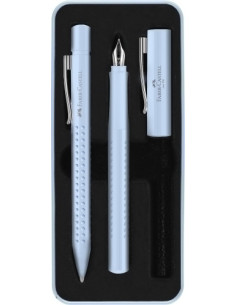 JUEGO BOLIGRAFOPLUMA FABER-CASTELL GRIP 2010 M SKY BLUE