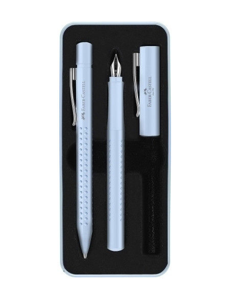 JUEGO BOLIGRAFOPLUMA FABER-CASTELL GRIP 2010 M SKY BLUE