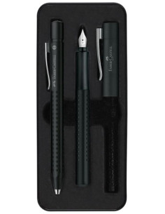 JUEGO BOLIGRAFOPLUMA FABER-CASTELL GRIP 2011 M NEGRO MATE