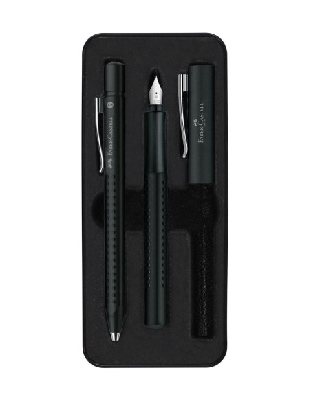 JUEGO BOLIGRAFOPLUMA FABER-CASTELL GRIP 2011 M NEGRO MATE