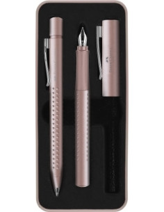 JUEGO BOLIGRAFOPLUMA FABER-CASTELL GRIP 2011 M PALE ROSE