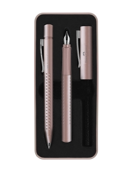 JUEGO BOLIGRAFOPLUMA FABER-CASTELL GRIP 2011 M PALE ROSE
