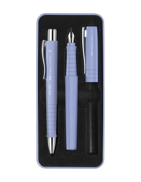 JUEGO BOLIGRAFOPLUMA FABER-CASTELL POLY PEN B Y XB IRIS PALIDO