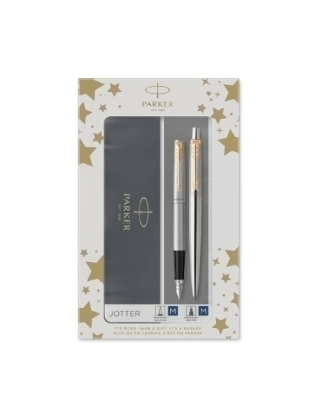 JUEGO BOLIGRAFOPLUMA PARKER JOTTER ACERO GT