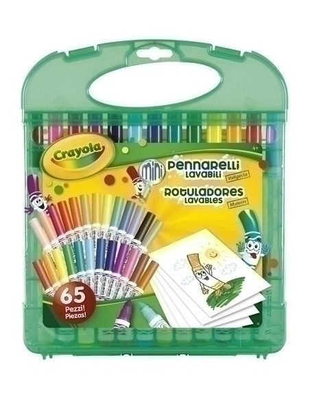 JUEGO CRAYOLA MALETIN ROTULADORES LAVABLES 65 PZ 3 años