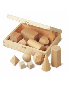 JUEGO DIDACTICO ESTUCHE CUERPOS GEOMETRICOS DE MADERA 15 UNIDADES