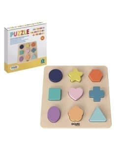 JUEGO DOHE EDUCA RELOJ FORMAS ENSARTABLES de MADERA  1 AÑO
