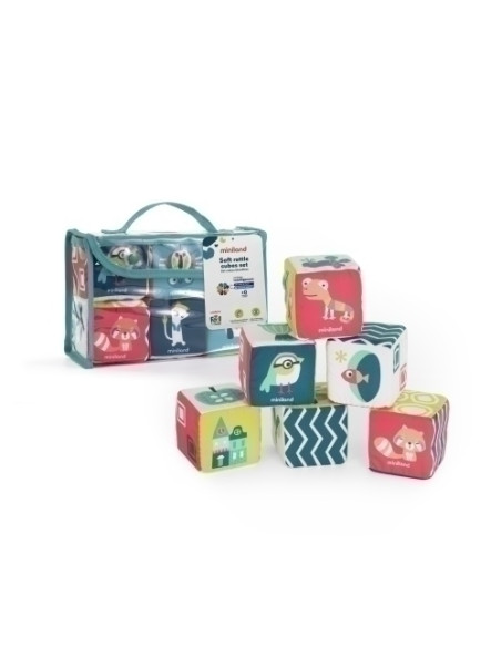 JUEGO EDUCATMINILAND SET DE CUBOS BLANDITOS CON SONAJERO 0-6 meses