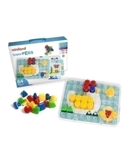 JUEGO EDUCATMINILAND SUPERPEGS COLORES PRIMARIOS 64 PIEZAS 2-5 AÑOS