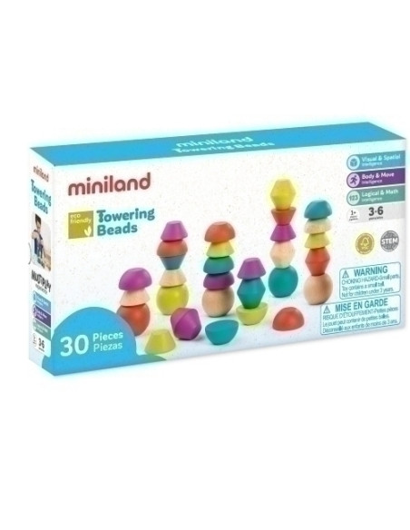 JUEGO EDUCATMINILAND TOWERING BEADS 30 pz  3-6 AÑOS